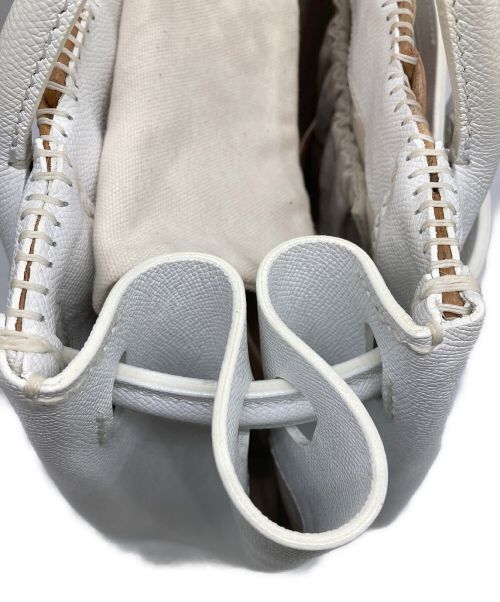 ebagos（エバゴス）ebagos (エバゴス) レザー切替カゴバッグ ホワイト×ベージュの古着・服飾アイテム