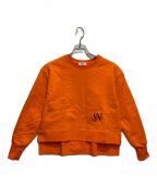 SALON adam et rope'サロンアダムエロペ）の古着「サイドスリットショートロゴスウェット」｜オレンジ