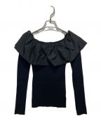 FRAY IDフレイ アイディー）の古着「ツイストカラーコンビオフショルニット」｜ブラック