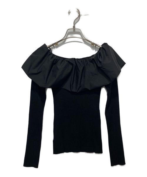 FRAY ID（フレイ アイディー）FRAY ID (フレイ アイディー) ツイストカラーコンビオフショルニット ブラック サイズ:ONE SIZEの古着・服飾アイテム