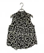 Adam et Ropeアダム エ ロペ）の古着「総柄フリルカラーブラウス」｜ブラック