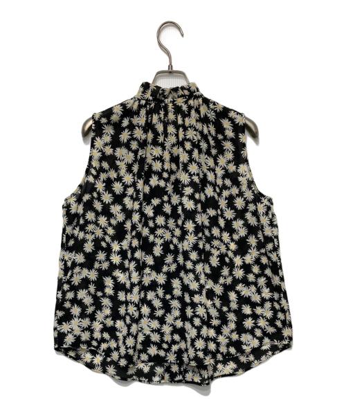 Adam et Rope（アダム エ ロペ）Adam et Rope (アダム エ ロペ) 総柄フリルカラーブラウス ブラック サイズ:Fの古着・服飾アイテム