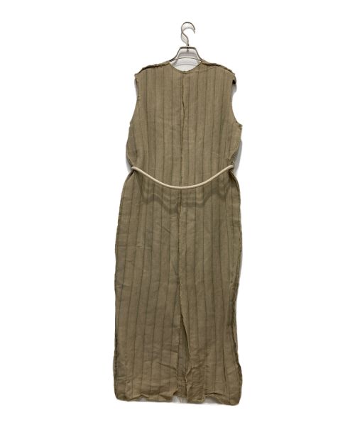 Adam et Rope（アダム エ ロペ）Adam et Rope (アダムエロペ) ストライプリネンワンピース ブラウン サイズ:Fの古着・服飾アイテム