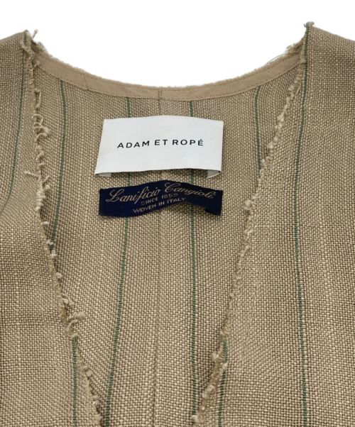 Adam et Rope（アダム エ ロペ）Adam et Rope (アダムエロペ) ストライプリネンワンピース ブラウン サイズ:Fの古着・服飾アイテム