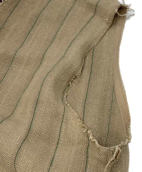 Adam et Rope（アダム エ ロペ）Adam et Rope (アダムエロペ) ストライプリネンワンピース ブラウン サイズ:Fの古着・服飾アイテム