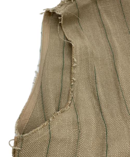 Adam et Rope（アダム エ ロペ）Adam et Rope (アダムエロペ) ストライプリネンワンピース ブラウン サイズ:Fの古着・服飾アイテム