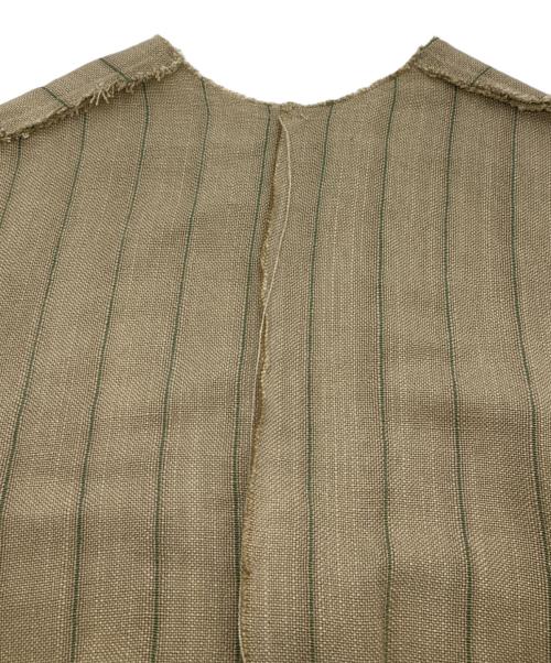 Adam et Rope（アダム エ ロペ）Adam et Rope (アダムエロペ) ストライプリネンワンピース ブラウン サイズ:Fの古着・服飾アイテム