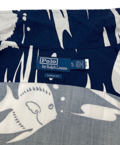 POLO RALPH LAUREN（ポロ・ラルフローレン）POLO RALPH LAUREN (ポロ・ラルフローレン) フィッシュ柄レーヨンオープンカラーシャツ ネイビー サイズ:XL 未使用品の古着・服飾アイテム
