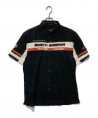 HARLEY-DAVIDSONハーレーダビッドソン）の古着「刺繍半袖シャツ」｜ブラック