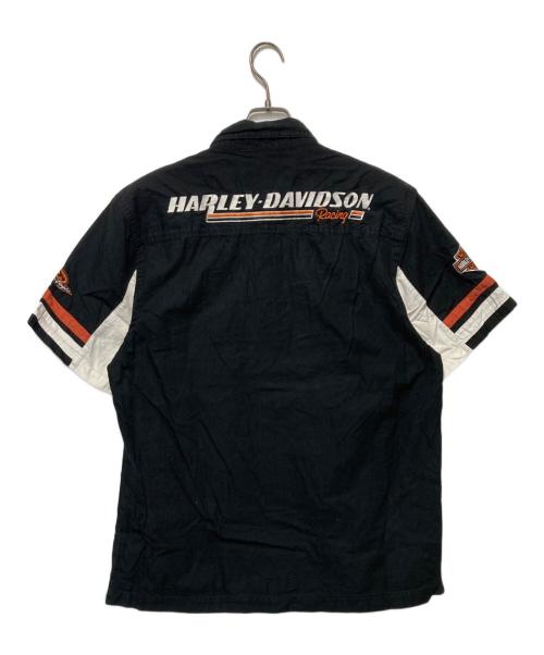 HARLEY-DAVIDSON（ハーレーダビッドソン）HARLEY-DAVIDSON (ハーレーダビッドソン) 刺繍半袖シャツ ブラック サイズ:Ｌの古着・服飾アイテム