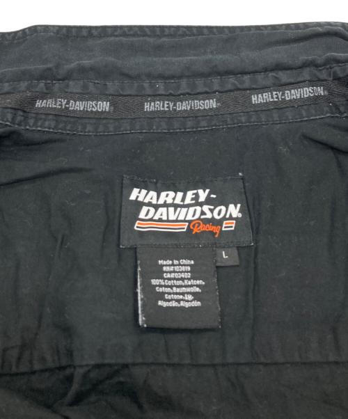 HARLEY-DAVIDSON（ハーレーダビッドソン）HARLEY-DAVIDSON (ハーレーダビッドソン) 刺繍半袖シャツ ブラック サイズ:Ｌの古着・服飾アイテム