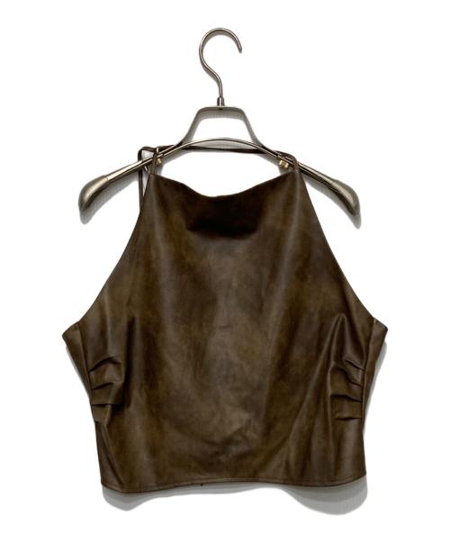COLLAGE GALLARDAGALANTE（コラージュ ガリャルダガランテ）COLLAGE GALLARDAGALANTE (コラージュ ガリャルダガランテ) エコレザーキャミソール ブラウン サイズ:F 未使用品の古着・服飾アイテム