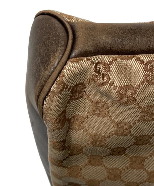 GUCCI（グッチ）GUCCI (グッチ) GGキャンバス レザー ショルダーバッグ ブラウンの古着・服飾アイテム