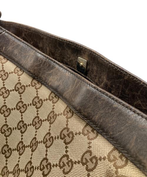 GUCCI（グッチ）GUCCI (グッチ) GGキャンバス レザー ショルダーバッグ ブラウンの古着・服飾アイテム