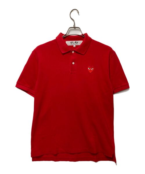 PLAY COMME des GARCONS（プレイコムデギャルソン）PLAY COMME des GARCONS (プレイ コムデギャルソン) 鹿の子ハートワッペンポロシャツ レッド サイズ:Lの古着・服飾アイテム