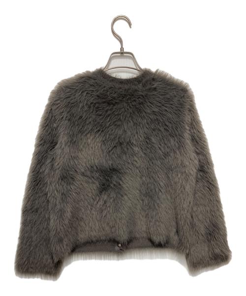 PLST（プラステ）PLST (プラステ) フェザーヤーン2WAYクルーネックカーディガン グレー サイズ:Sの古着・服飾アイテム