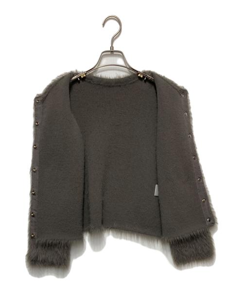 PLST（プラステ）PLST (プラステ) フェザーヤーン2WAYクルーネックカーディガン グレー サイズ:Sの古着・服飾アイテム