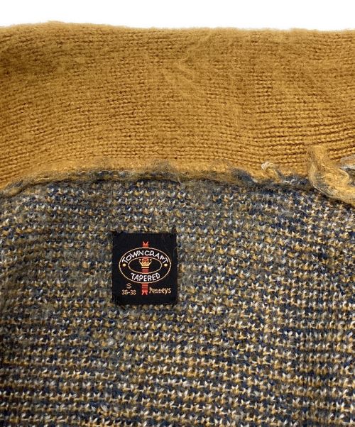 TOWN CRAFT TAPERED（タウンクラフト テーパード）TOWN CRAFT TAPERED (タウンクラフト テーパード) エルボーパッチニットカーディガン イエロー×ネイビー サイズ:Sの古着・服飾アイテム
