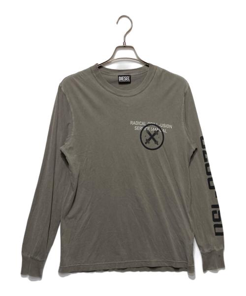 DIESEL（ディーゼル）DIESEL (ディーゼル) プリントカットソー ブラウン サイズ:Sの古着・服飾アイテム