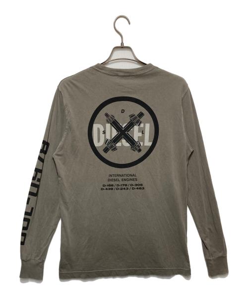 DIESEL（ディーゼル）DIESEL (ディーゼル) プリントカットソー ブラウン サイズ:Sの古着・服飾アイテム