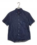 BLUE BLUEブルーブルー）の古着「ヒッコリーストライプ半袖シャツ」｜ネイビー