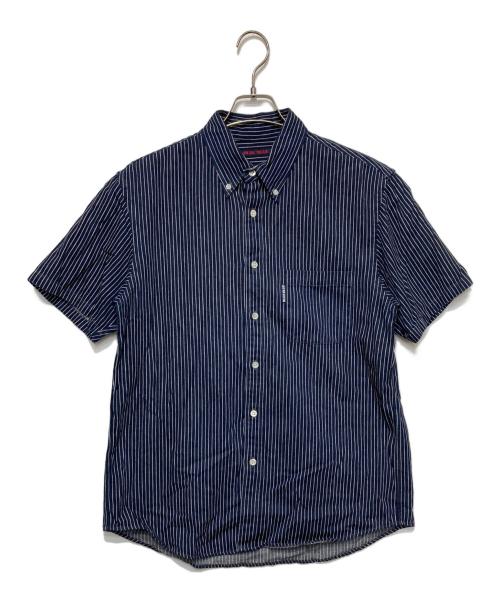 BLUE BLUE（ブルーブルー）BLUE BLUE (ブルーブルー) ヒッコリーストライプ半袖シャツ ネイビー サイズ:4の古着・服飾アイテム