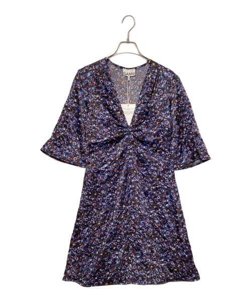 GANNI（ガニー）GANNI (ガニー) Crinkled Satin V－neck Mini Dress ブラック サイズ:36 未使用品の古着・服飾アイテム