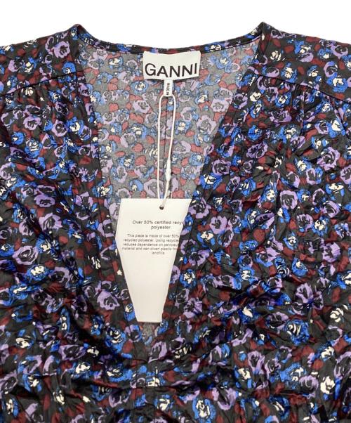 GANNI（ガニー）GANNI (ガニー) Crinkled Satin V－neck Mini Dress ブラック サイズ:36 未使用品の古着・服飾アイテム