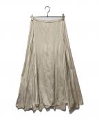 CHAOSカオス）の古着「フロウサテンロングスカート」｜ベージュ