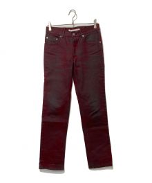 JOHN LAWRENCE SULLIVAN（ジョン ローレンス サリバン）の古着「5POCKET FLOCKED DENIM PANTS」｜レッド