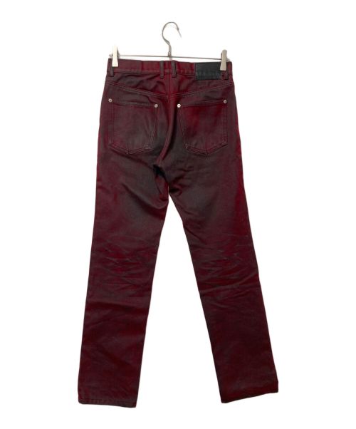 JOHN LAWRENCE SULLIVAN（ジョン ローレンス サリバン）JOHN LAWRENCE SULLIVAN (ジョン ローレンス サリバン) 5POCKET FLOCKED DENIM PANTS レッド サイズ:44の古着・服飾アイテム