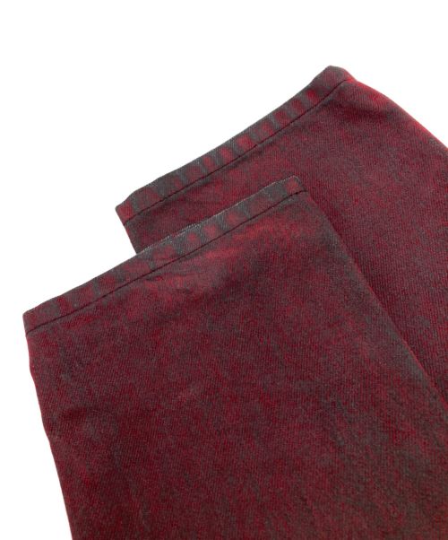 JOHN LAWRENCE SULLIVAN（ジョン ローレンス サリバン）JOHN LAWRENCE SULLIVAN (ジョン ローレンス サリバン) 5POCKET FLOCKED DENIM PANTS レッド サイズ:44の古着・服飾アイテム