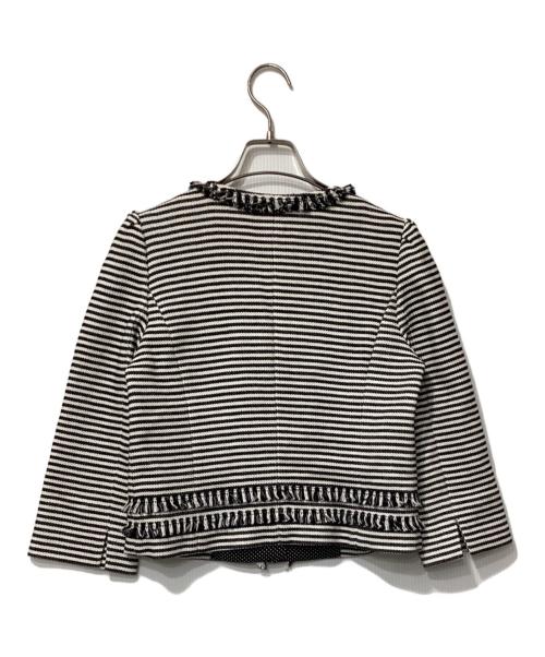 TO BE CHIC（トゥービーシック）TO BE CHIC (トゥービーシック) ボーダーパールジャケット ホワイト×ブラック サイズ:40の古着・服飾アイテム