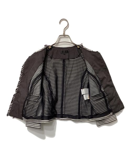 TO BE CHIC（トゥービーシック）TO BE CHIC (トゥービーシック) ボーダーパールジャケット ホワイト×ブラック サイズ:40の古着・服飾アイテム