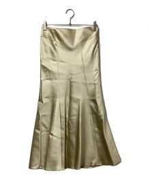 DES PRES（デ プレ）の古着「レザーライクサテンマーメイドマキシスカート」｜ベージュ