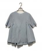 YORIヨリ）の古着「フクレサイドギャザーブラウス」｜スカイブルー