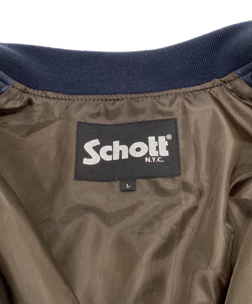 Schott（ショット）Schott (ショット) JOURNAL STANDARD (ジャーナル スタンダード) 別注MA-1レザージャケット ネイビー サイズ:Lの古着・服飾アイテム