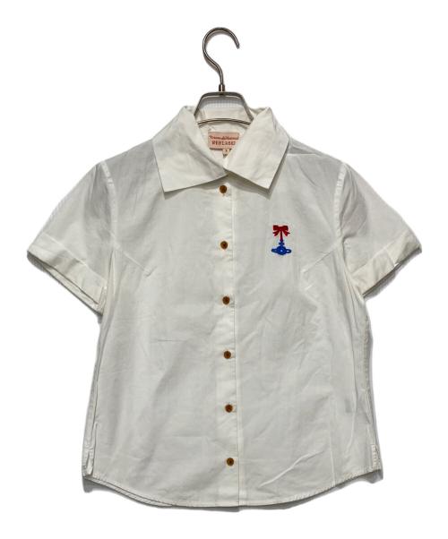 Vivienne Westwood RED LABEL（ヴィヴィアンウエストウッドレッドレーベル）Vivienne Westwood RED LABEL (ヴィヴィアンウエストウッドレッドレーベル) オーブ刺繍半袖シャツ ホワイト サイズ:3の古着・服飾アイテム