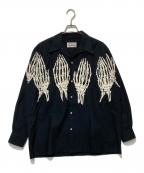 WACKO MARIAワコマリア）の古着「スカルプレイハンドハワイアンシャツ」｜ブラック