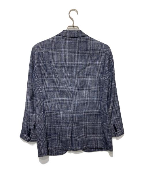 TOMORROW LAND PILGRIM（トゥモローランド ピルグリム）TOMORROW LAND PILGRIM (トゥモローランド ピルグリム) シルクブレンドチェックジャケット ネイビー サイズ:48の古着・服飾アイテム