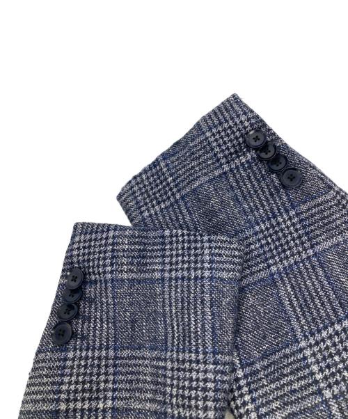 TOMORROW LAND PILGRIM（トゥモローランド ピルグリム）TOMORROW LAND PILGRIM (トゥモローランド ピルグリム) シルクブレンドチェックジャケット ネイビー サイズ:48の古着・服飾アイテム