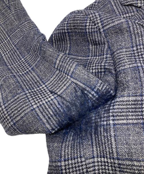 TOMORROW LAND PILGRIM（トゥモローランド ピルグリム）TOMORROW LAND PILGRIM (トゥモローランド ピルグリム) シルクブレンドチェックジャケット ネイビー サイズ:48の古着・服飾アイテム