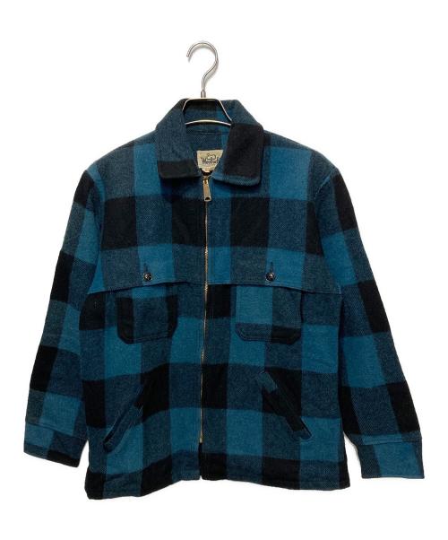 WOOLRICH（ウールリッチ）WOOLRICH (ウールリッチ) ウールスポーツジャケット ブルー×ブラック サイズ:Mの古着・服飾アイテム