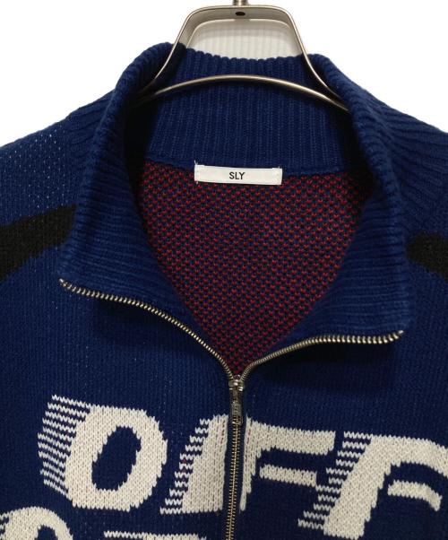 SLY（スライ）SLY (スライ) LOGO JQ ZIP UP カーディガン ブルー サイズ:Fの古着・服飾アイテム