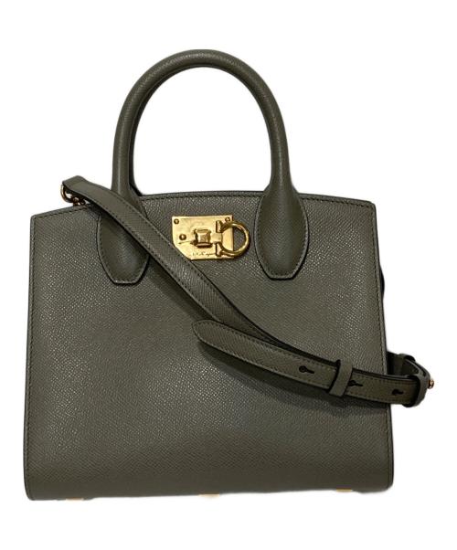 Salvatore Ferragamo（サルヴァトーレ フェラガモ）Salvatore Ferragamo (サルヴァトーレ フェラガモ) ガンチーニスタジオバッグ グレージュの古着・服飾アイテム