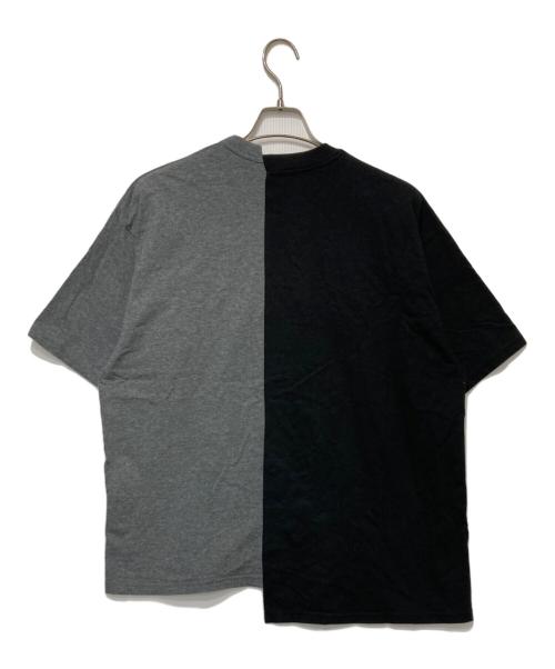 Onitsuka Tiger（オニツカタイガー）Onitsuka Tiger (オニツカタイガー) ドッキングデザインtシャツ ブラック×グレー サイズ:Ｌの古着・服飾アイテム