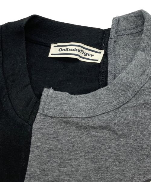 Onitsuka Tiger（オニツカタイガー）Onitsuka Tiger (オニツカタイガー) ドッキングデザインtシャツ ブラック×グレー サイズ:Ｌの古着・服飾アイテム