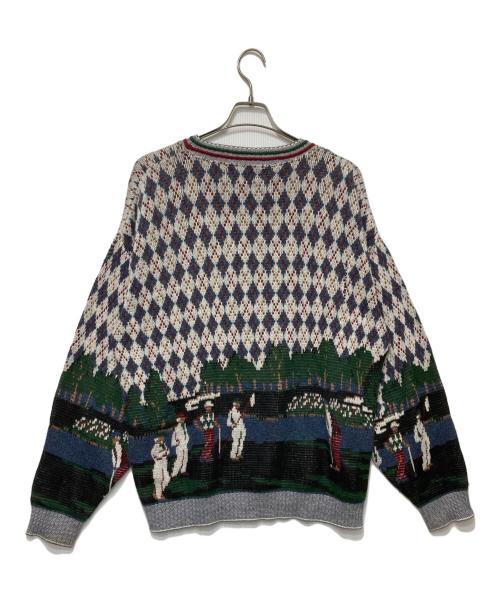 courtenay（コートニー）courtenay (コートニー) ゴルフ柄ニット ブルー サイズ:Ｌの古着・服飾アイテム