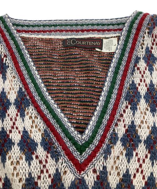 courtenay（コートニー）courtenay (コートニー) ゴルフ柄ニット ブルー サイズ:Ｌの古着・服飾アイテム