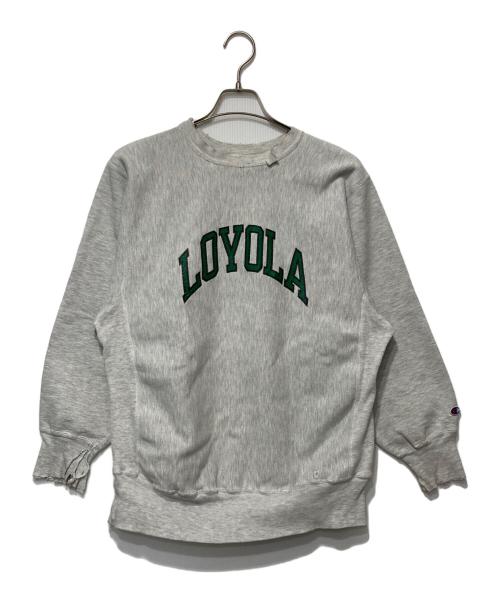 Champion（チャンピオン）Champion (チャンピオン) LOYOLAリバースウィーブスウェット グレー×グリーン サイズ:XLの古着・服飾アイテム